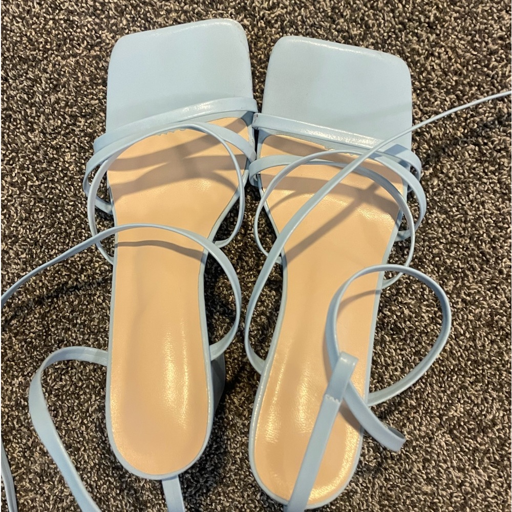 light blue strappy heels
